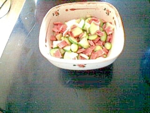きゅうり、枝豆、ハムの中華サラダ